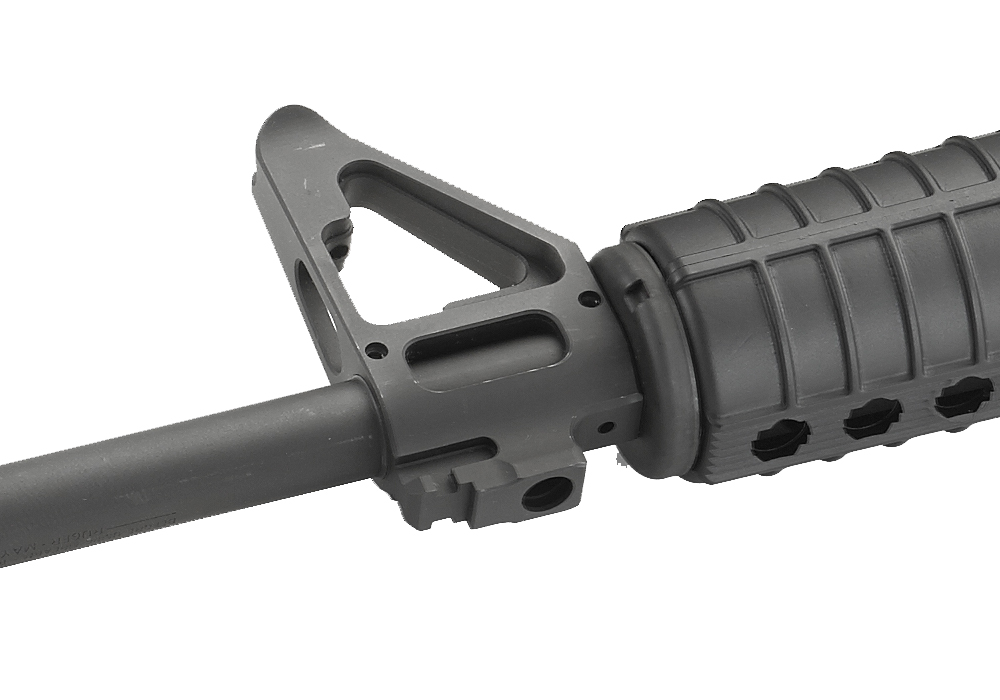 Gas block is located at a carbine-length (M4) position for improved balance...