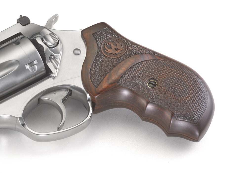 Grip frame easily accommodates a variety of custom grips. 
